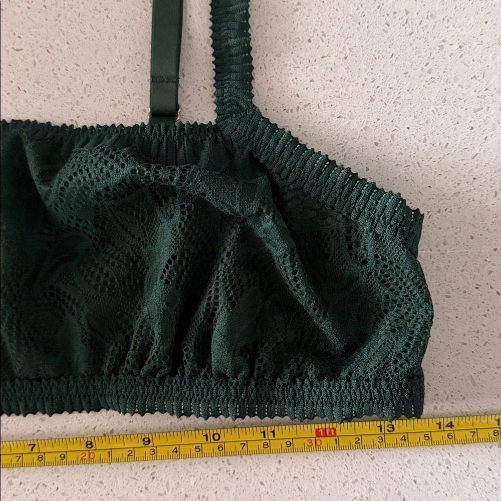 NWOT Aerie Green Lace Bralette L Pull on Feminine Gold - Picture 8 of 9